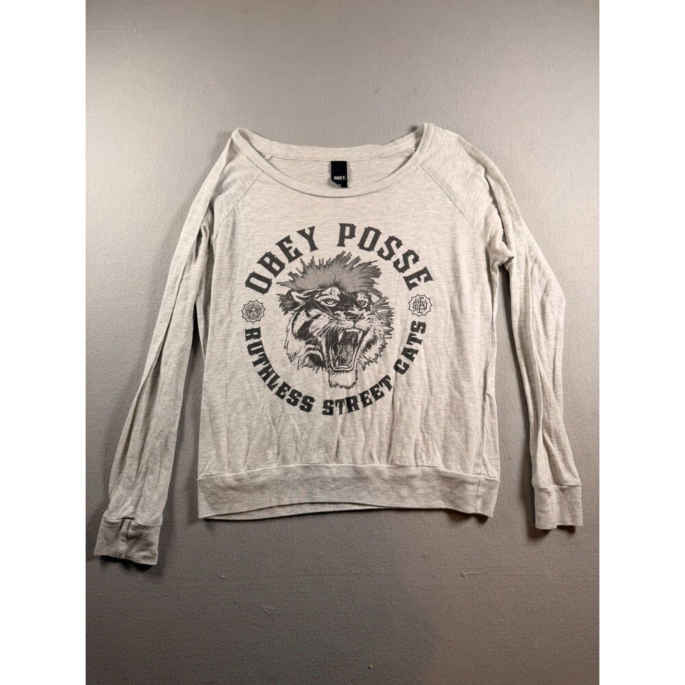 Vintage Y2K Obey Tiger  Long sleeve 90's shirt Ruthless Street cats Off white